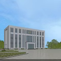 Modern Office Building Exterior With Glass Curtain Walls Multi Story Structure And Landscaped Front Plaza