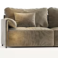 Elegant Double Sofa with Soft Cushions in Brown Upholstered Modern Design 3d model