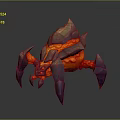 Lava Spider Creature With Purple Legs And Spiked Carapace Fiery Orange Red Interior