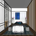 Modern SPA Sauna Room Interior With Massage Bed Soft Lighting And Area Rug