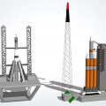 Industrial Rocket Launch Equipment With Tower Structures And Mechanical Components 3d model