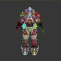 Red And White Robot Armor With Mechanical Joints And Glowing Blue Accents
