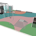 Colorful Kids Playground Equipment Design With Geometric Structures And Curved Surfaces