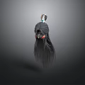 Stylish Decorative Long Dark Hair Wig With Colorful Accessories For Daily Wear