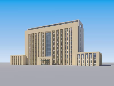 Modern Office Building Exterior Design With Light Beige Facade And Multiple Windows 3d model