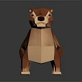 Brown Otter 3D Low Poly Model With Geometric Design And Shiny Surface 3d model