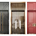 Modern Double Doors Featuring Black Red And Gold Metal Frame Designs