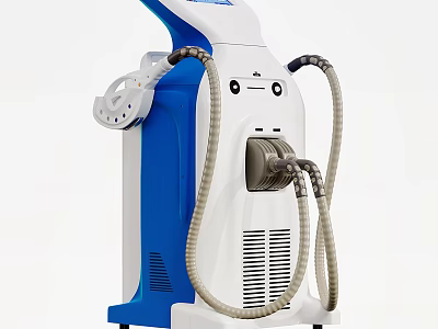 Blue And White Standalone Medical Device With Tubing And Control Interface 3d model