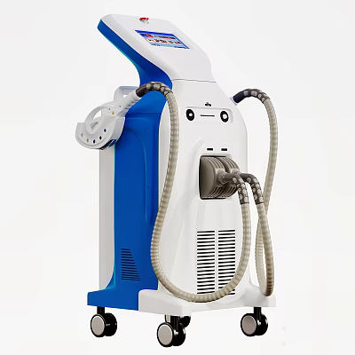 Blue And White Standalone Medical Device With Tubing And Control Interface 3d model