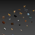 Colorful Various Animal Characters From Games And Movies On Pink Background