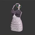 Elegant Striped Bow Front Dress With Layered Patterned Skirt Design