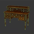 Elegant Classic Vintage Wooden Desk With Multiple Drawers And Carved Legs