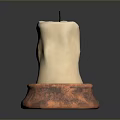 White Unlit Candle With Shiny Copper Base And Black Wick On Dark Surface