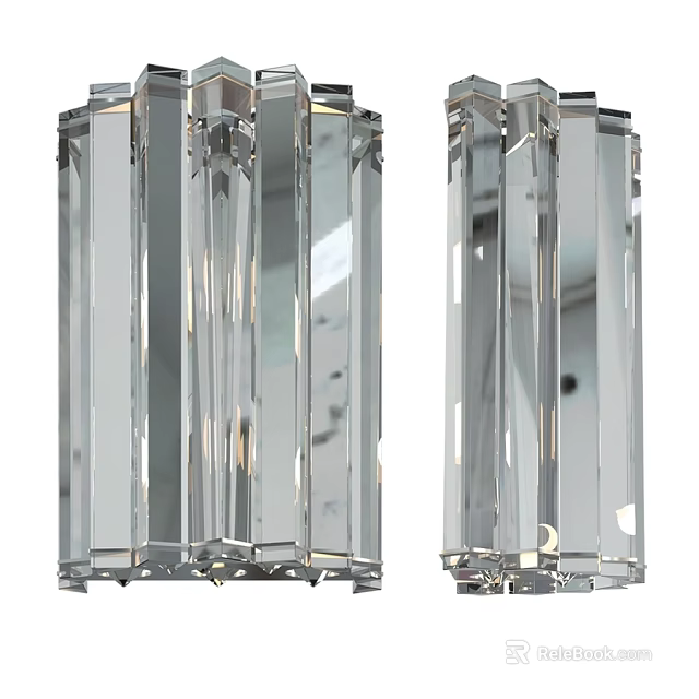 Elegant Modern Crystal Wall Sconces with Rectangular Design and Shiny Finish 3d model 