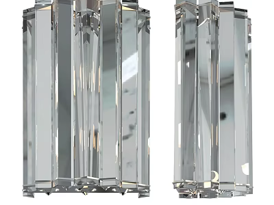 Elegant Modern Crystal Wall Sconces with Rectangular Design and Shiny Finish 3d model
