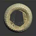 Natural Woven Basket with Textured Surface and Wavy Rim for Home Storage Use