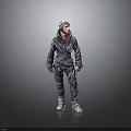 3D Character Model In Gray Hoodie And Pants Standing Casual Pose Full View