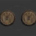 Vintage Wooden Barrels With Metal Hoops Decorative Rings And Textured Surface Design
