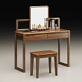 Stylish Wooden Dressing Table with Mirror Drawer Cosmetics and Matching Stool 3d model