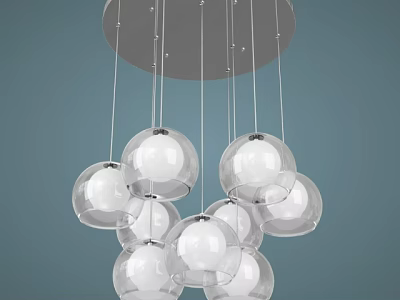 Modern Glass Globe Chandelier with Multiple Transparent Spherical Shades Hanging from Circular Ceiling Base 3d model