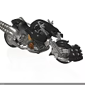 Futuristic Black And Silver Motorcycle With Metallic Exhaust And Leather Seat