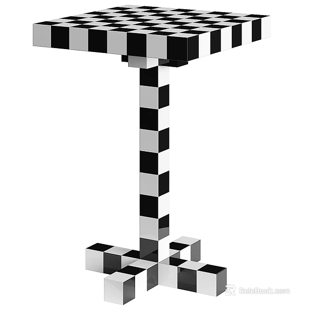 Black And White Checkered Playground Equipment With Sturdy Pillar And Stable Base Structure 3d model