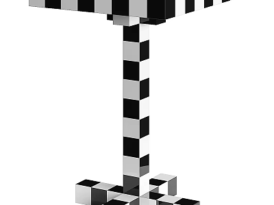 Black And White Checkered Playground Equipment With Sturdy Pillar And Stable Base Structure 3d model