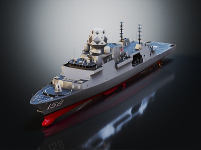 modern warship ship warship 3d model