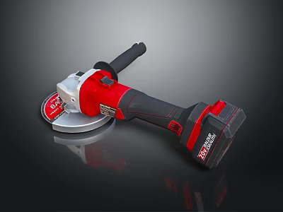 Red And Black Cordless Angle Grinder Power Tool With Handle And Disc 3d model