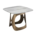 Modern Minimalist Side Table With Marble Pattern Top And Brushed Brass Geometric Base 3d model