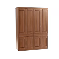 Solid Wood Wardrobe With Multiple Storage Doors And Classic Brown Finish 3d model