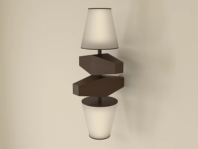 Modern Geometric Wall Lamp Featuring White Lampshade and Dark Frame on Beige Wall 3d model