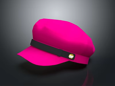 Stylish Pink Cap With Black Strap And Gold Badge Fashion Accessory 3d model