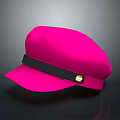 Stylish Pink Cap With Black Strap And Gold Badge Fashion Accessory
