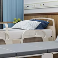 Hospital Ward Setting With Patient Bed And Foldable Accompanying Care Bed On Wooden Floor