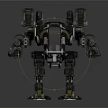 Mechanical Combat Robot Warrior With Shoulder Armor And Arm Guns Standing Stance 3d model