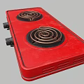 Red Double Burner Electric Stove With Copper Heating Coils For Kitchen Cooking
