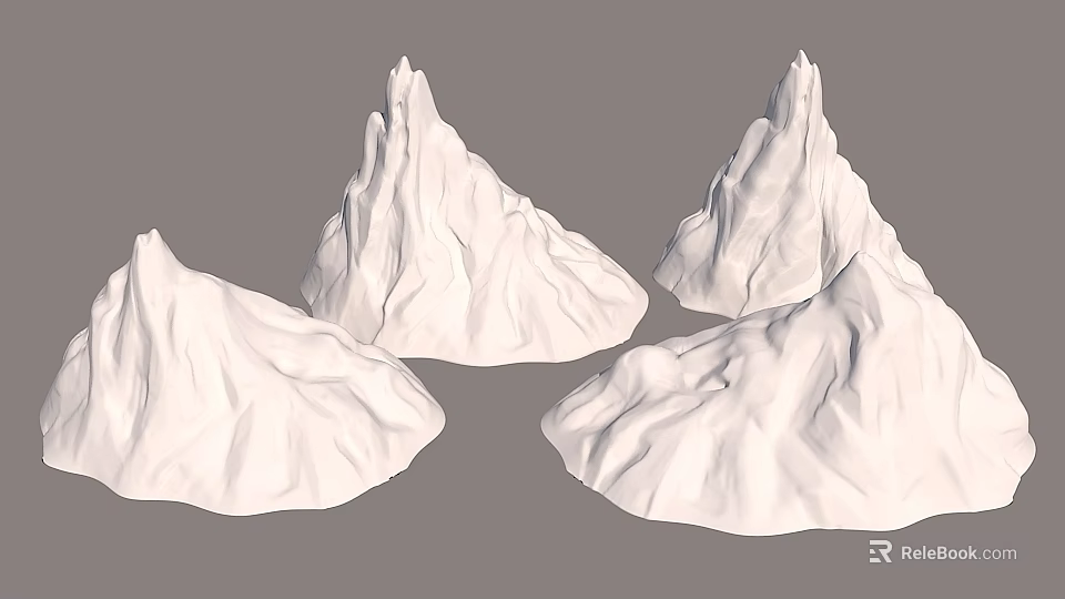 Garden Landscape Design With White Rock Formations And Sculptural Mountain Shapes 3d model 