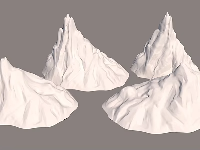 Garden Landscape Design With White Rock Formations And Sculptural Mountain Shapes 3d model