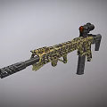 Tactical Military Rifle With Camouflage Design Mounted Scope Detachable Magazine And Ergonomic Stock