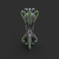 Silver Green Clock With Intricate Mechanical Decorative Artistic Design