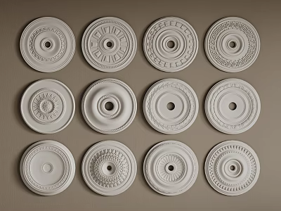 Ornate Ceiling Medallions Showcasing Various Intricate Patterns And Classic Designs 3d model