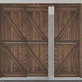 Double Wooden Barn Door With Cross Pattern Metal Hardware For Interior Space 3d model