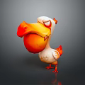 Cute Cartoon Bird Character With Orange Beak Large Belly White And Orange Feathers Red Feet