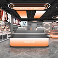 Modern Cosmetics Store Interior Design With Makeup Counter Cosmetics Shelves And Display Screens 3d model