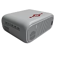 White Portable Projector Featuring Red Control Buttons Ventilation Holes And Power Interface 3d model