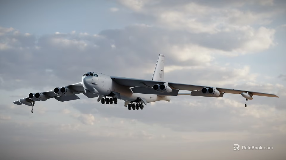 Military Fighter Jet Flying with Extended Landing Gear in Cloudy Sky 3d model