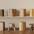 Modern Style Stool Wooden Stool Round Stool Wooden Stool Square Stool 3d model
