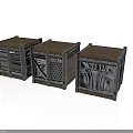 Industrial Style Scene Component Crates With Wooden Tops Metal Grid And Diamond Panels