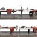 New Chinese Style Bed End Stool Bed End Stool Low Stool Sofa Stool Combination 3d model